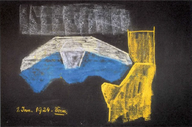 Blackboard drawing by Rudolf Steiner for the lecture on January 1, 1924